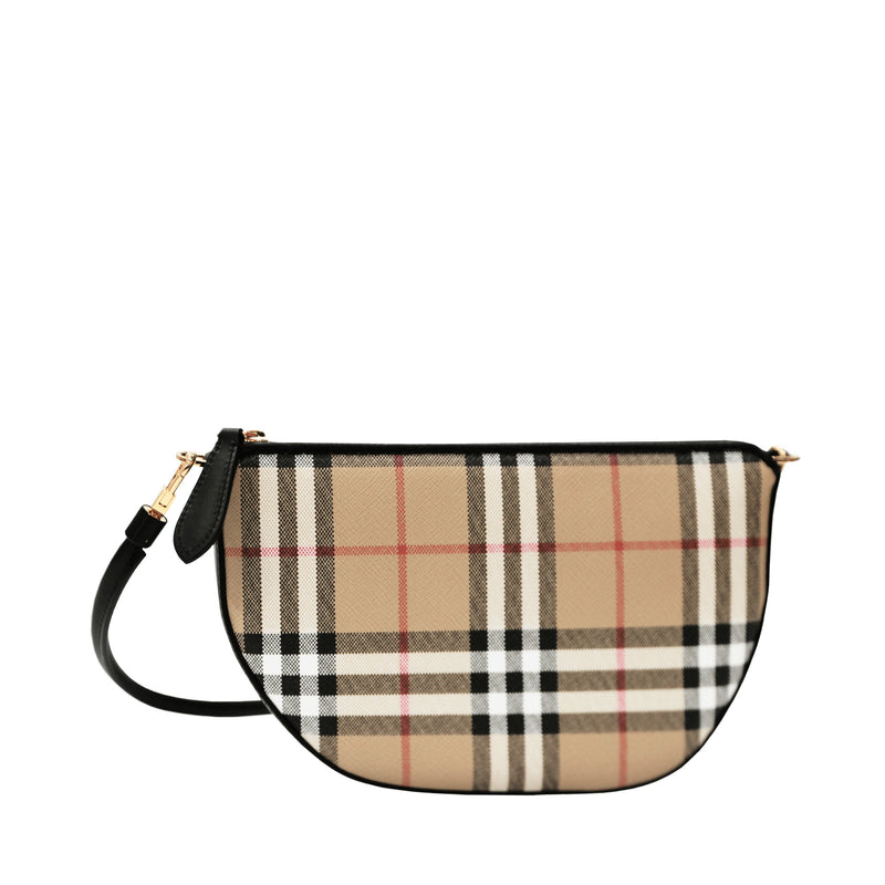 Olympia Pouch Checked Shoulder Bag in Beige - Burberry
