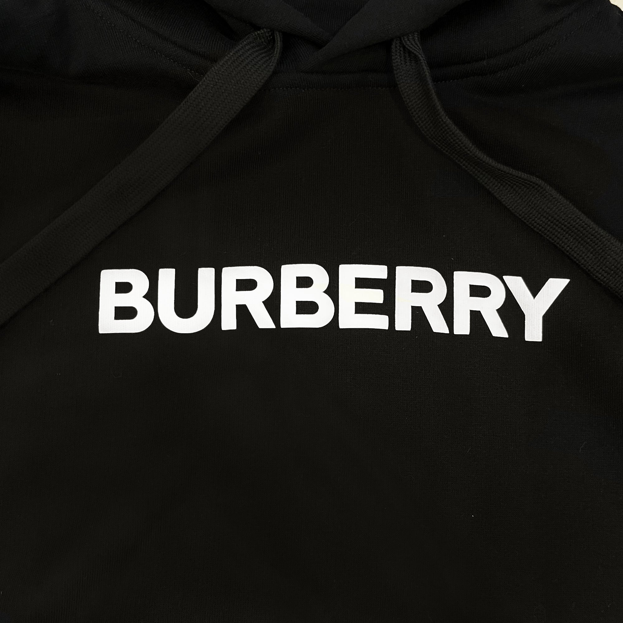 Burberry Black Logo Print Cotton Hoodie | Designer code