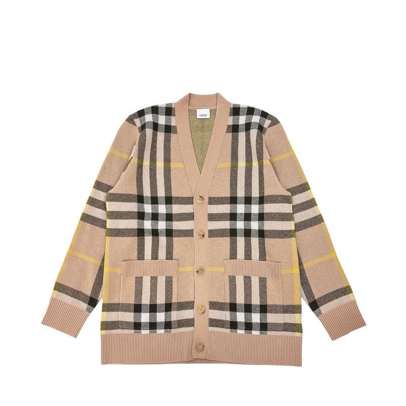 Burberry Check Wool Cashmere Jacquard Cardigan | Designer code: 8054098 | Luxury Fashion Eshop | Lamode.com.hk