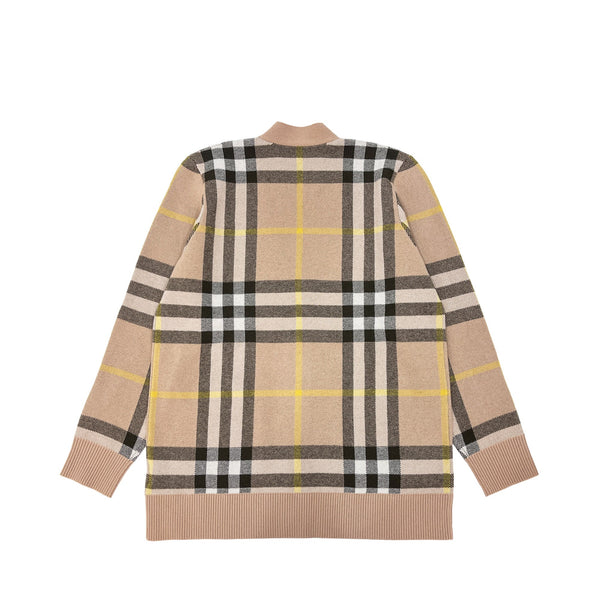 Burberry Check Wool Cashmere Jacquard Cardigan | Designer code: 8054098 | Luxury Fashion Eshop | Lamode.com.hk