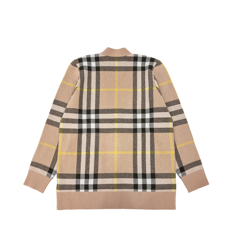 Burberry Check Wool Cashmere Jacquard Cardigan | Designer code: 8054098 | Luxury Fashion Eshop | Lamode.com.hk