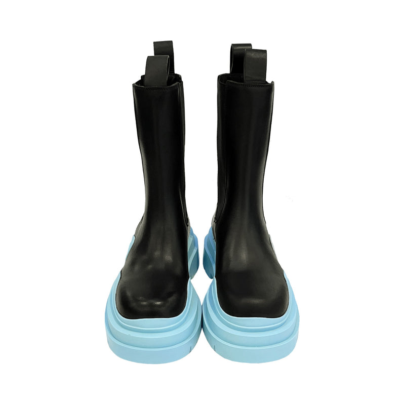 Bottega Veneta Black Leather Tire Boots | Designer code: 630297VBS50 | Luxury Fashion Eshop | Lamode.com.hk