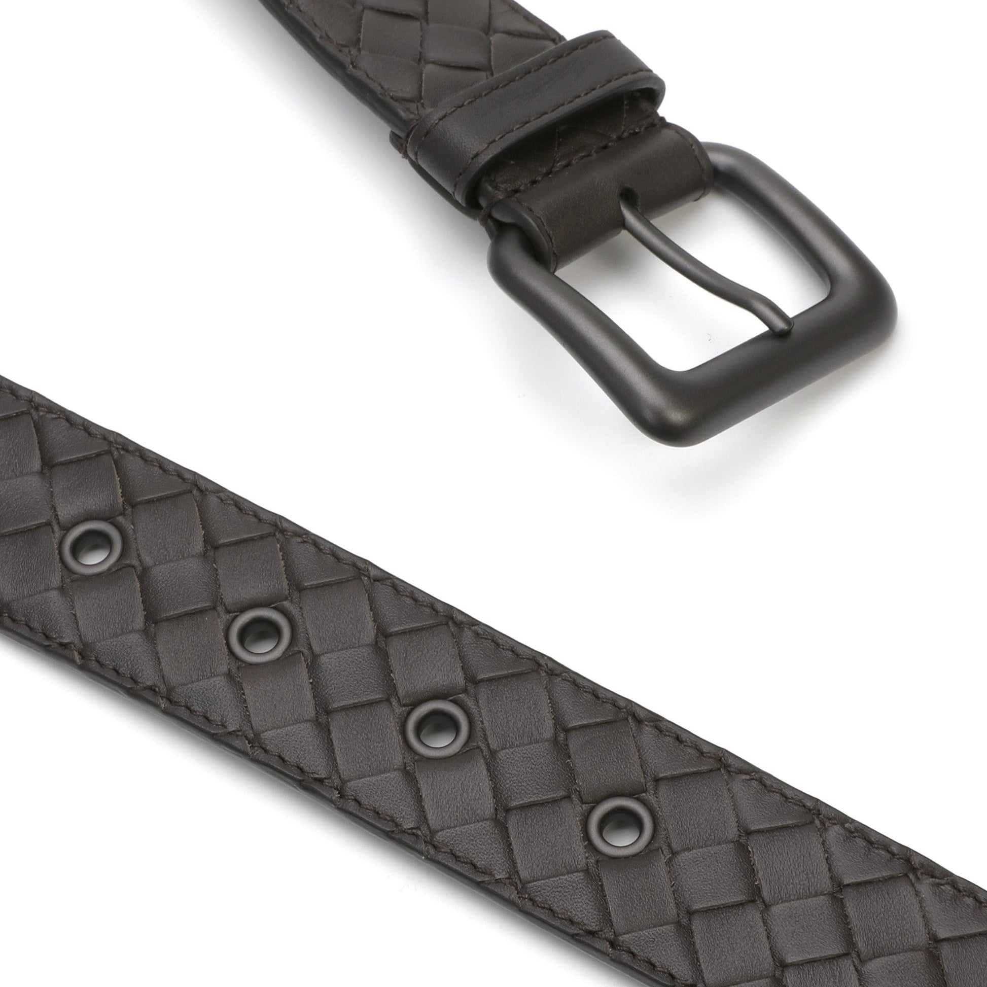 Bottega Veneta Signature Intrecciato Leather Belt | Designer code: 271932V4650 | Luxury Fashion Eshop | Lamode.com.hk