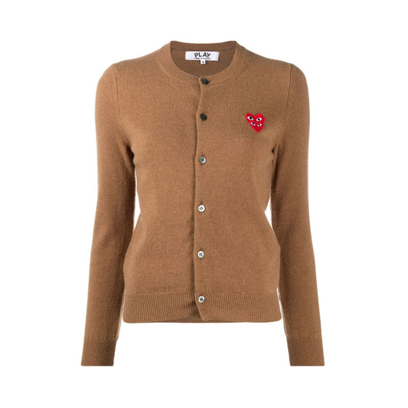 Comme Des Garcons Play Overlapping Heart Cardigan | Designer code: P1N075 | Luxury Fashion Eshop | Lamode.com.hk