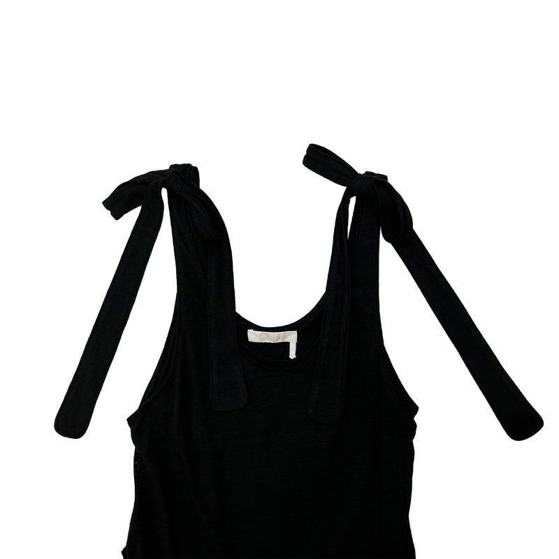 Chloe Black Linen Maxi Dress | Designer code: CHC22URO66081 | Luxury Fashion Eshop | Lamode.com.hk
