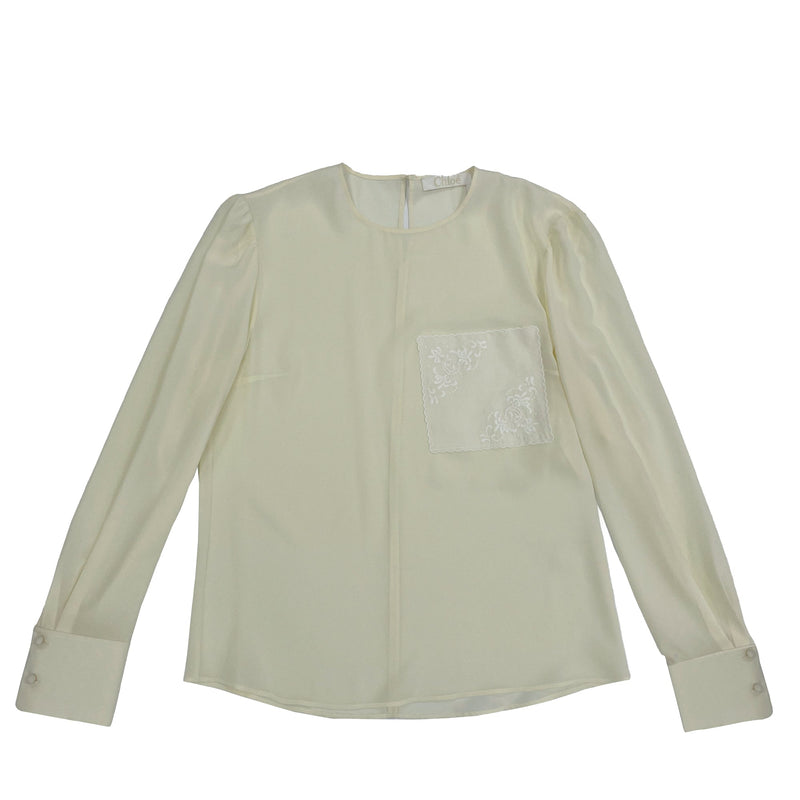 Chloe Pocket Embroidered Round Neck Top | Designer code: CHC22SHT23004 | Luxury Fashion Eshop | Lamode.com.hk
