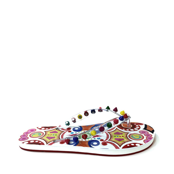 Christian Louboutin Multi Color Spike Pool Sandals | Designer code: 3210019 | Luxury Fashion Eshop | Lamode.com.hk