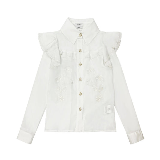 Label Mirror Floral Embroidered Shirt | Designer code: LM2022FW046 | Luxury Fashion Eshop | Lamode.com.hk