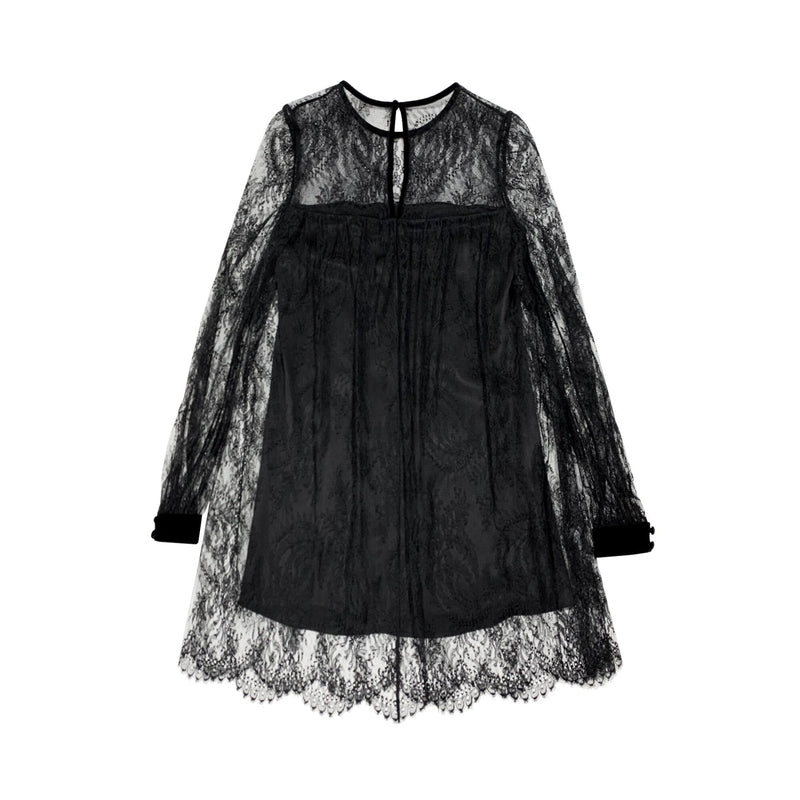 Saint Laurent Lace Detail Layered Dress | Designer code: 707029Y418T | Luxury Fashion Eshop | Lamode.com.hk