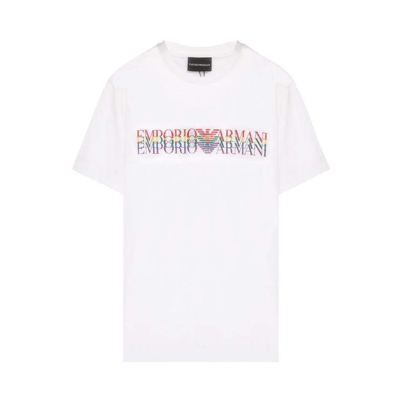 Emporio Armani Rainbow Eagle Logo Printed T-shirt | Designer code: 3G1TM61JQXZ | Luxury Fashion Eshop | Lamode.com.hk
