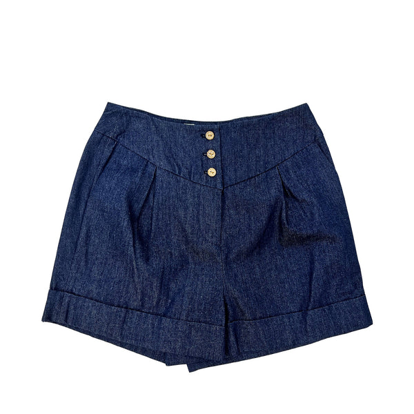 Edward Achour Decorative Buttons Denim Shorts | Designer code: 11008038 | Luxury Fashion Eshop | Lamode.com.hk