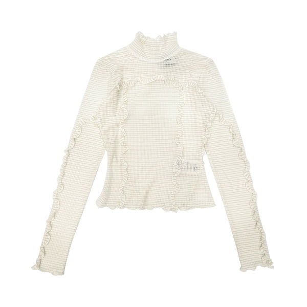 Fendi Matching Tone Ruffle Detail Sweater | Designer code: FZX840ALAE | Luxury Fashion Eshop | Lamode.com.hk