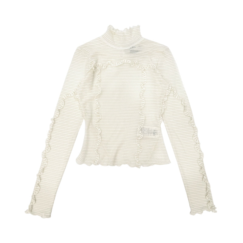 Fendi Matching Tone Ruffle Detail Sweater | Designer code: FZX840ALAE | Luxury Fashion Eshop | Lamode.com.hk