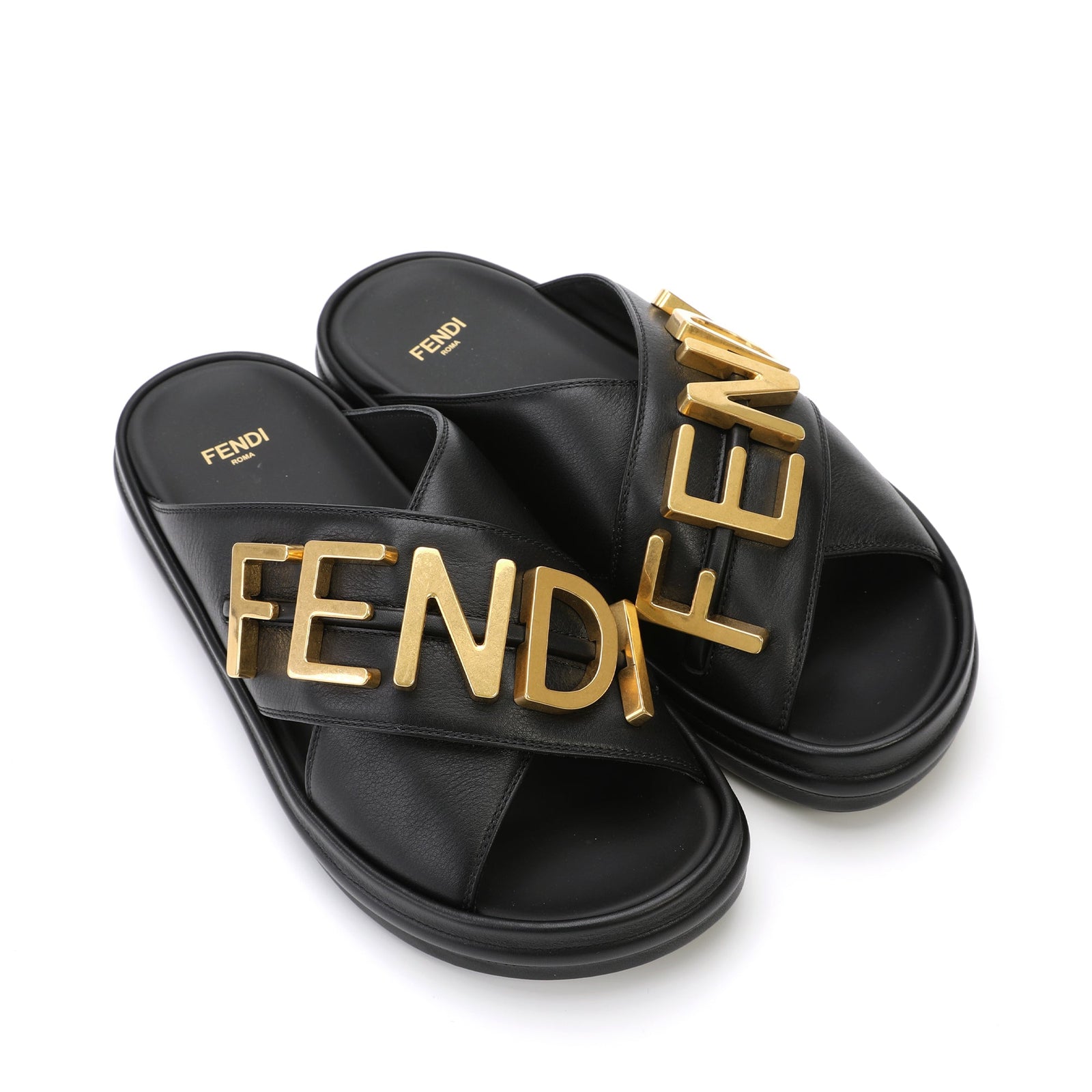 Fendi Fendigraphy Leather Sandals | Designer code