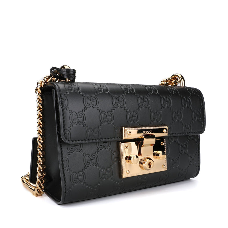 Gucci Black Guccissima Leather Small Padlock Top Handle Bag Gucci