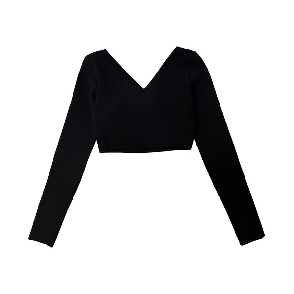 Givenchy Cropped Long Sleeve V Neck Top | Designer code: BW60X2301F | Luxury Fashion Eshop | Lamode.com.hk