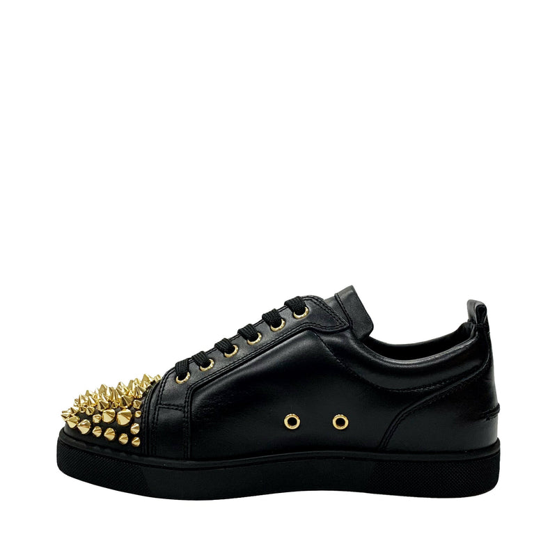 Christian Louboutin Louis Junior Spikes Black Calf Leather Sneaker Men's