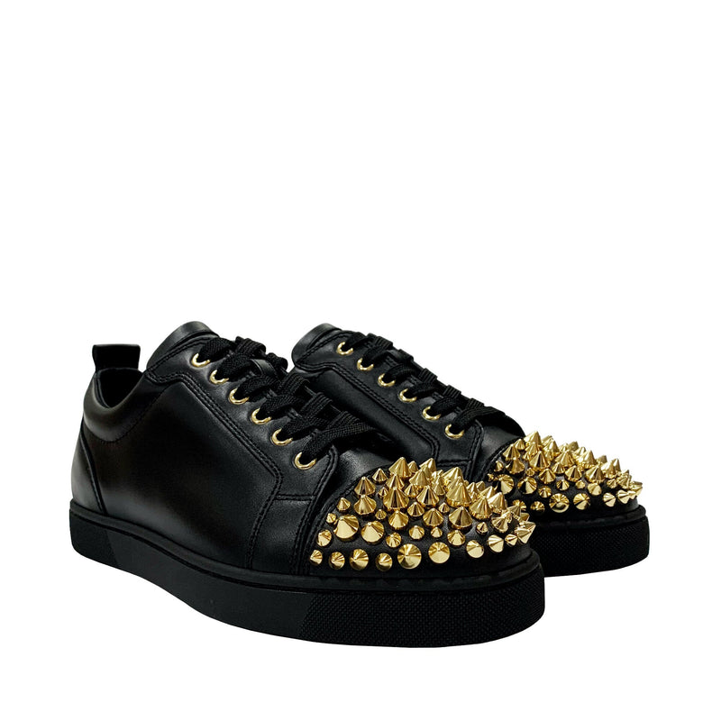Christian Louboutin Black Leather Rush Spike Lace Up Sneakers Size 40 Christian  Louboutin