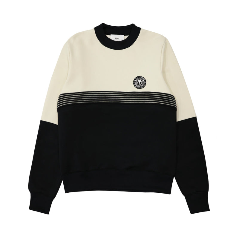 Ami Paris Logo Patch Panelled Sweatshirt | Designer code: HSW028738 | Luxury Fashion Eshop | Lamode.com.hk