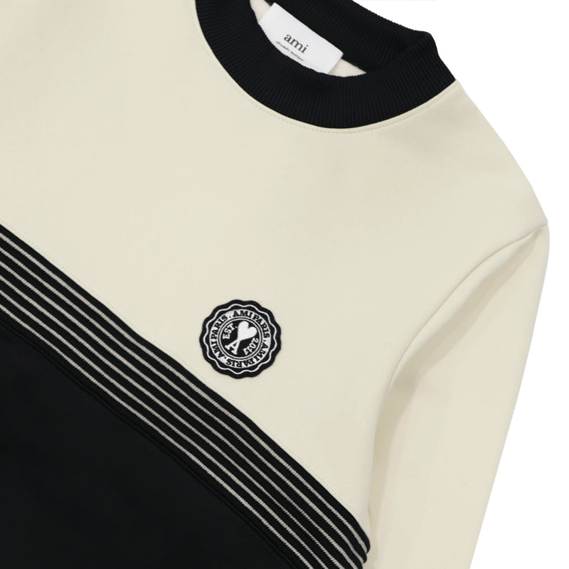 Ami Paris Logo Patch Panelled Sweatshirt | Designer code: HSW028738 | Luxury Fashion Eshop | Lamode.com.hk