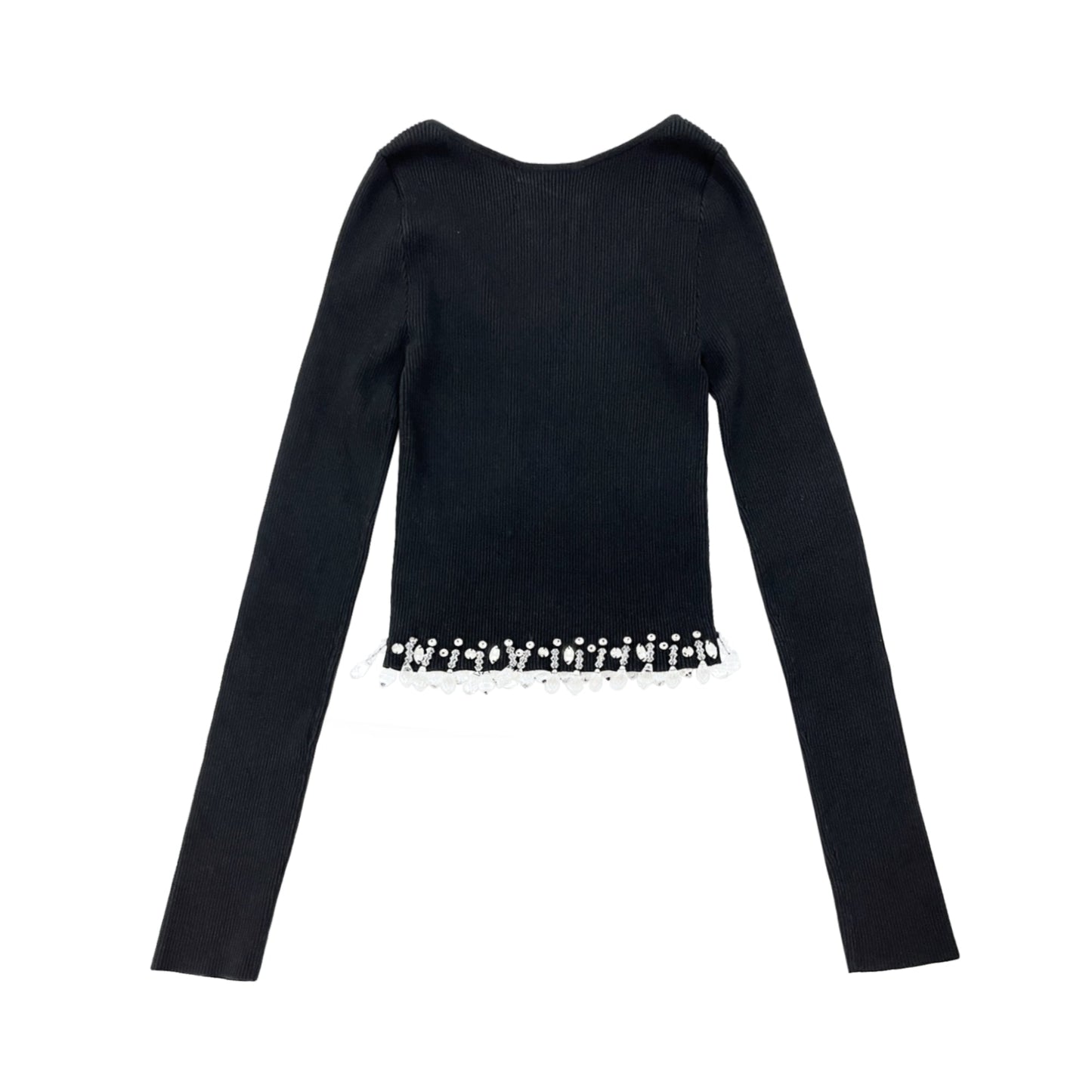 Label Mirror Rib Top With Beads | Designer code: LM2022SS017 | Luxury Fashion Eshop | Lamode.com.hk