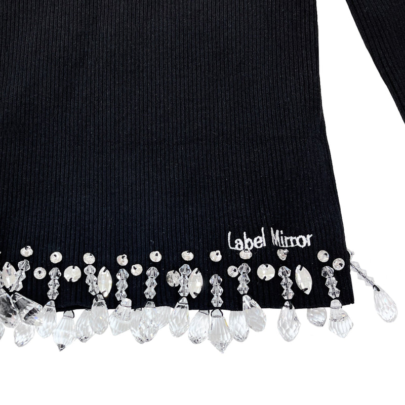 Label Mirror Rib Top With Beads | Designer code: LM2022SS017 | Luxury Fashion Eshop | Lamode.com.hk