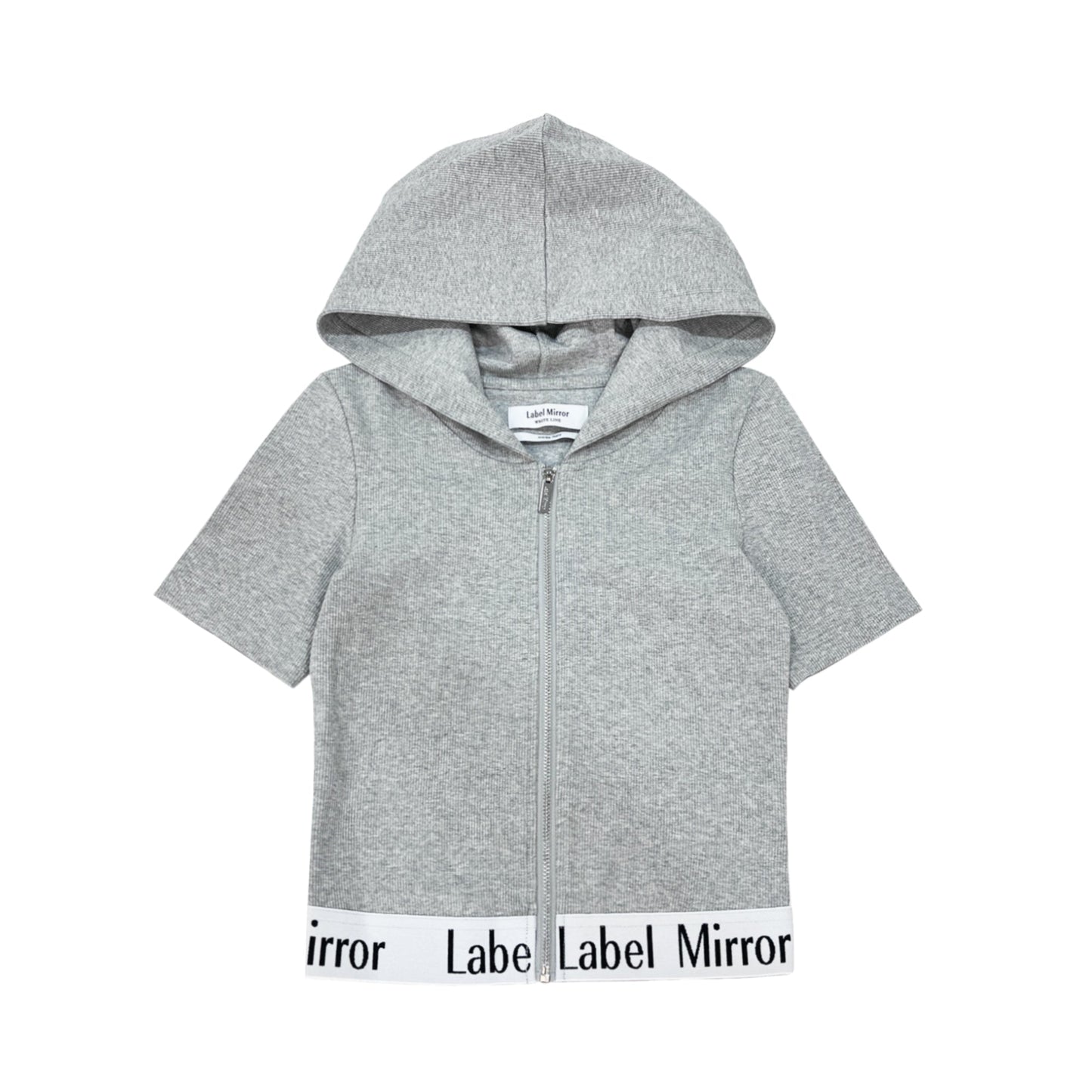 Label Mirror Ribbed Elastic Zip Up Hoodie | Designer code: LM2022SS019 | Luxury Fashion Eshop | Lamode.com.hk