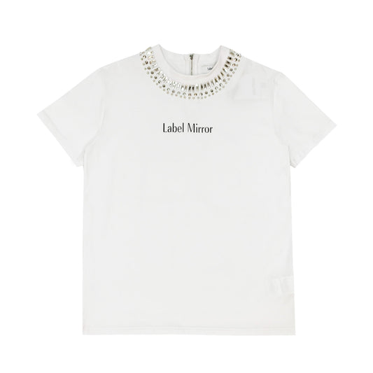 Label Mirror T-shirt With Stud Collar | Designer code: LM2022SS012 | Luxury Fashion Eshop | Lamode.com.hk