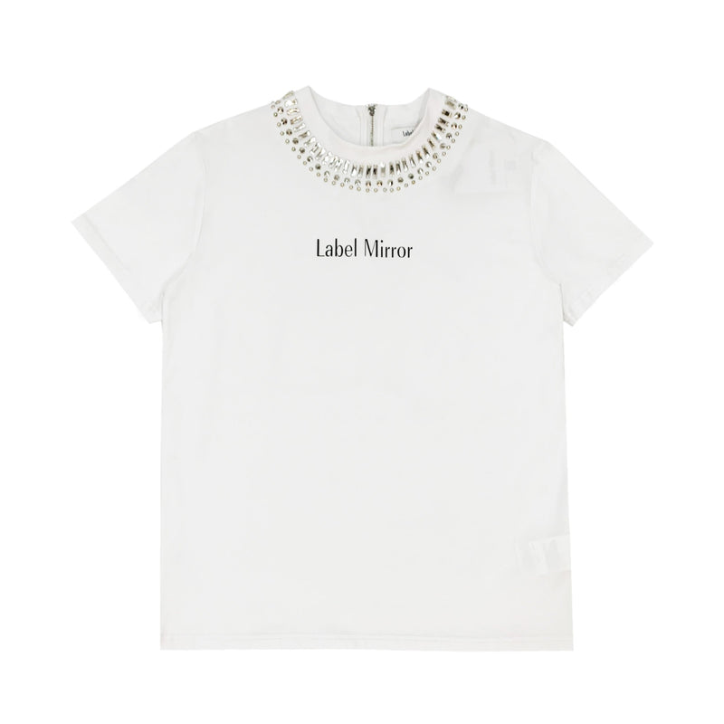 Label Mirror T-shirt With Stud Collar | Designer code: LM2022SS012 | Luxury Fashion Eshop | Lamode.com.hk