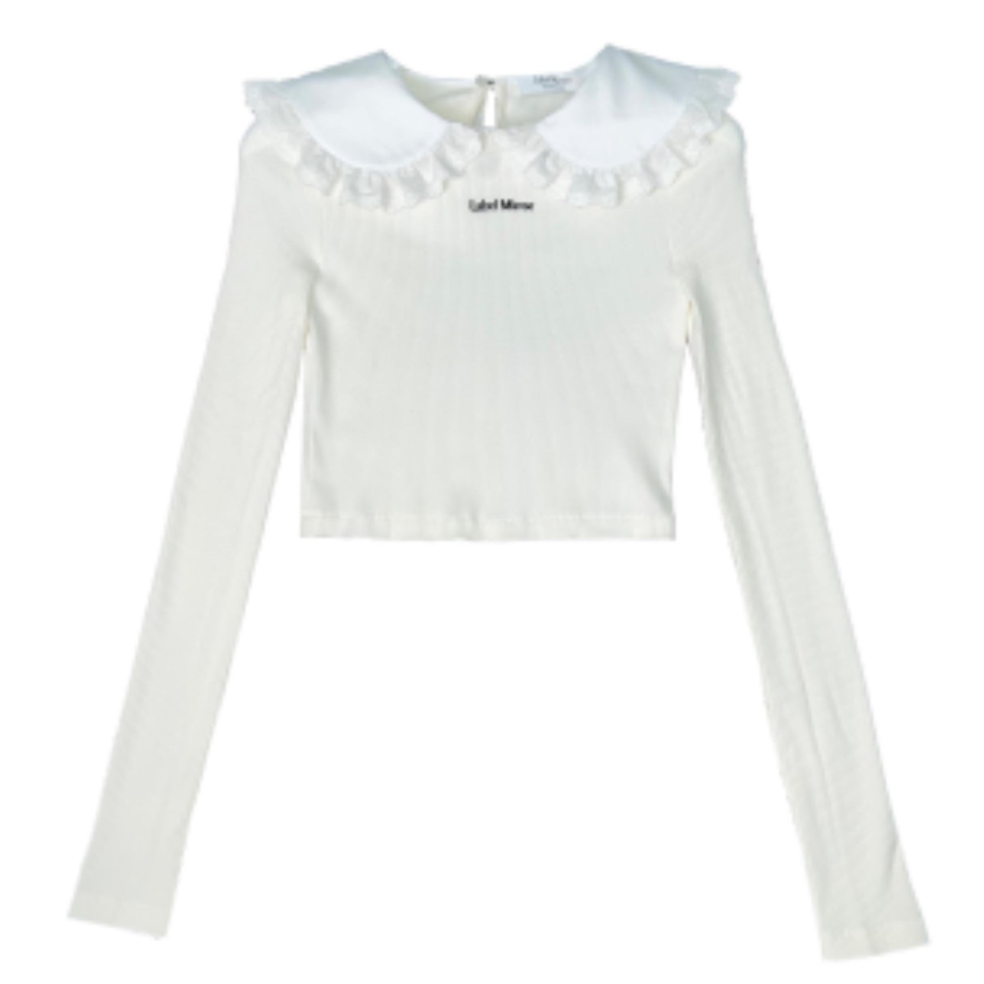 Label Mirror Logo Top With Ruffle Collar | Designer code: LM2022SS013 | Luxury Fashion Eshop | Lamode.com.hk