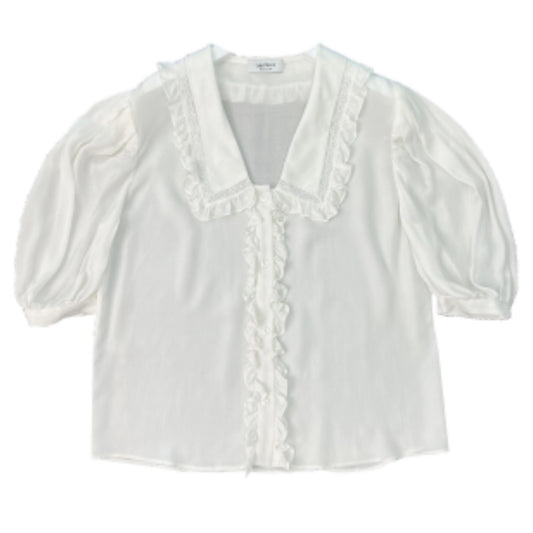 Label Mirror Ruffle See Through Blouse | Designer code: LM2022SS016 | Luxury Fashion Eshop | Lamode.com.hk