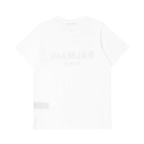 Balmain T-shirt With Flocked Logo | Designer code: YF1EF000BB37 | Luxury Fashion Eshop | Lamode.com.hk