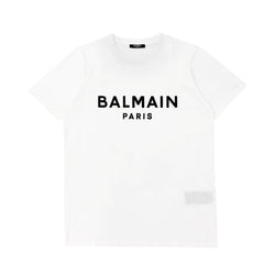 Balmain T-shirt With Flocked Logo | Designer code: YF1EF000BB37 | Luxury Fashion Eshop | Lamode.com.hk