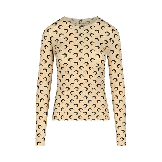 Marine Serre Crescent Moon Print Jersey Top | Designer code: T068ICONWSS22 | Luxury Fashion Eshop | Lamode.com.hk