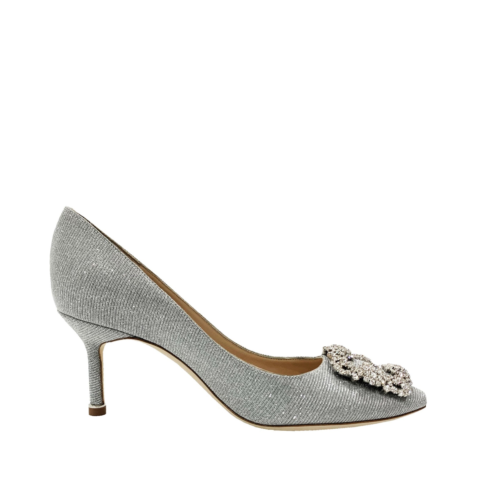 Manolo Blahnik Glitter Fabric Crystal Buckle Pumps | Designer code: 9XX0597 | Luxury Fashion Eshop | Lamode.com.hk
