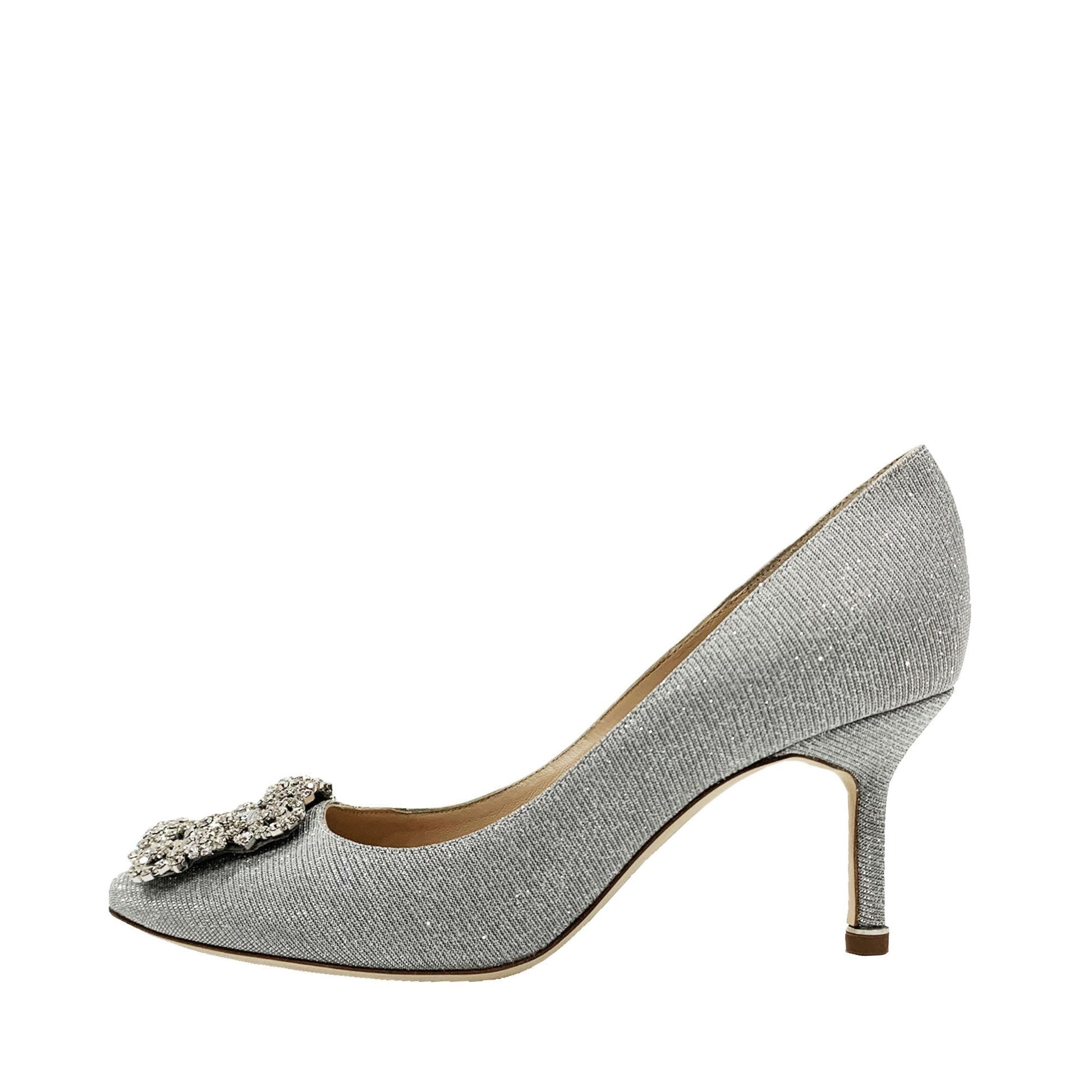 Manolo Blahnik Glitter Fabric Crystal Buckle Pumps | Designer code: 9XX0597 | Luxury Fashion Eshop | Lamode.com.hk