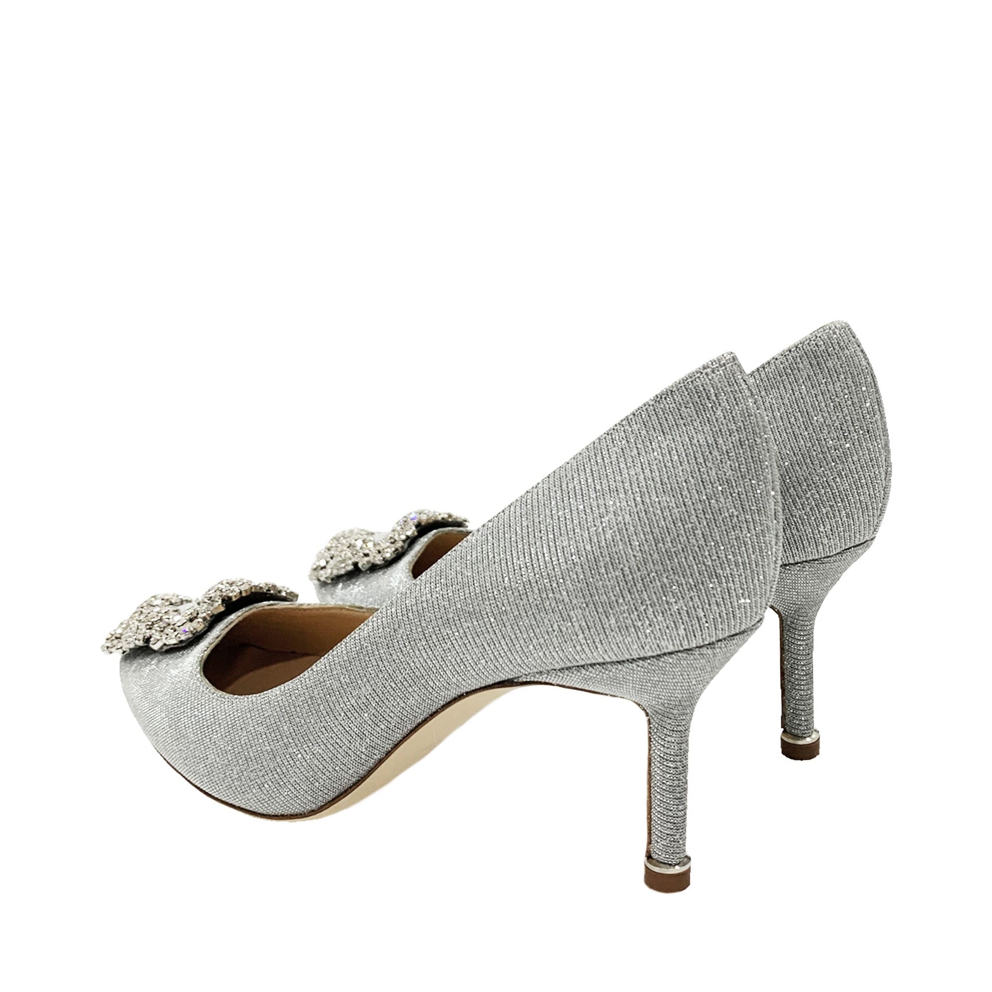Manolo Blahnik Glitter Fabric Crystal Buckle Pumps | Designer code: 9XX0597 | Luxury Fashion Eshop | Lamode.com.hk