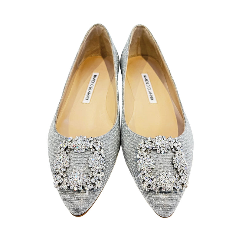 Manolo Blahnik Hangisi Buckled Ballerina Flats | Designer code: 9XX0590 | Luxury Fashion Eshop | Lamode.com.hk