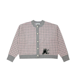 Miuccia Houndstooth Intarsia Knitted Cardigan | Designer code: MC2022AW0011 | Luxury Fashion Eshop | Lamode.com.hk