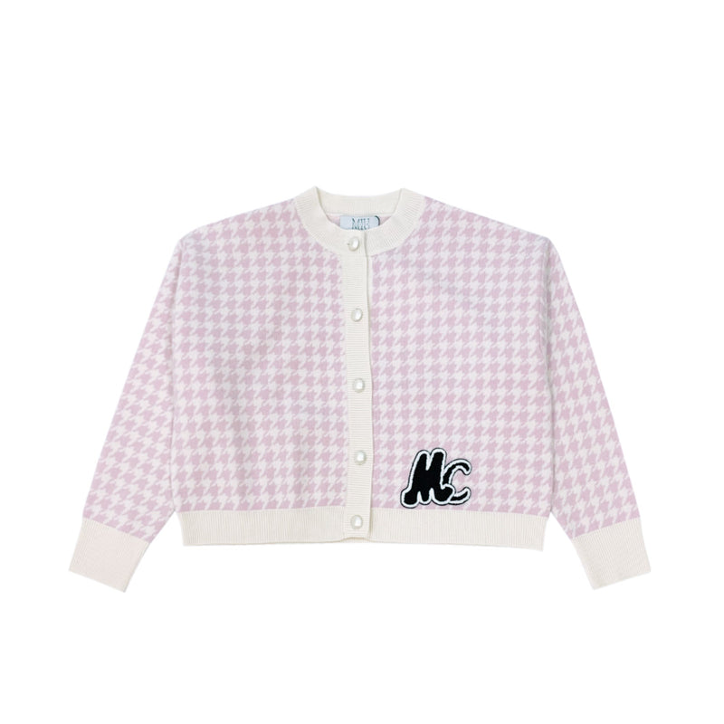 Miuccia Houndstooth Intarsia Knitted Cardigan | Designer code: MC2022AW0011 | Luxury Fashion Eshop | Lamode.com.hk