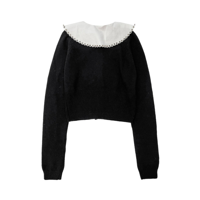 Miu Miu Contrasting Collar Cardigan | Designer code: MMF5571Z9L | Luxury Fashion Eshop | Lamode.com.hk