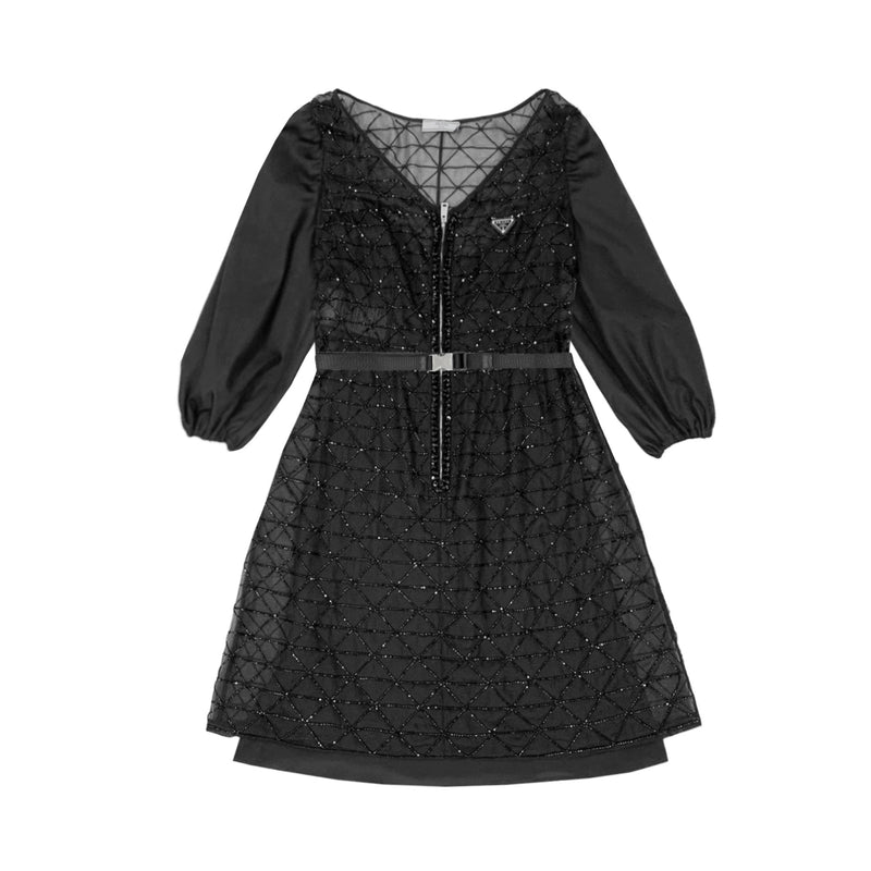 Prada Sutera Dress With Triangle Beads | Designer code: P3E67RS2111ZB1 | Luxury Fashion Eshop | Lamode.com.hk