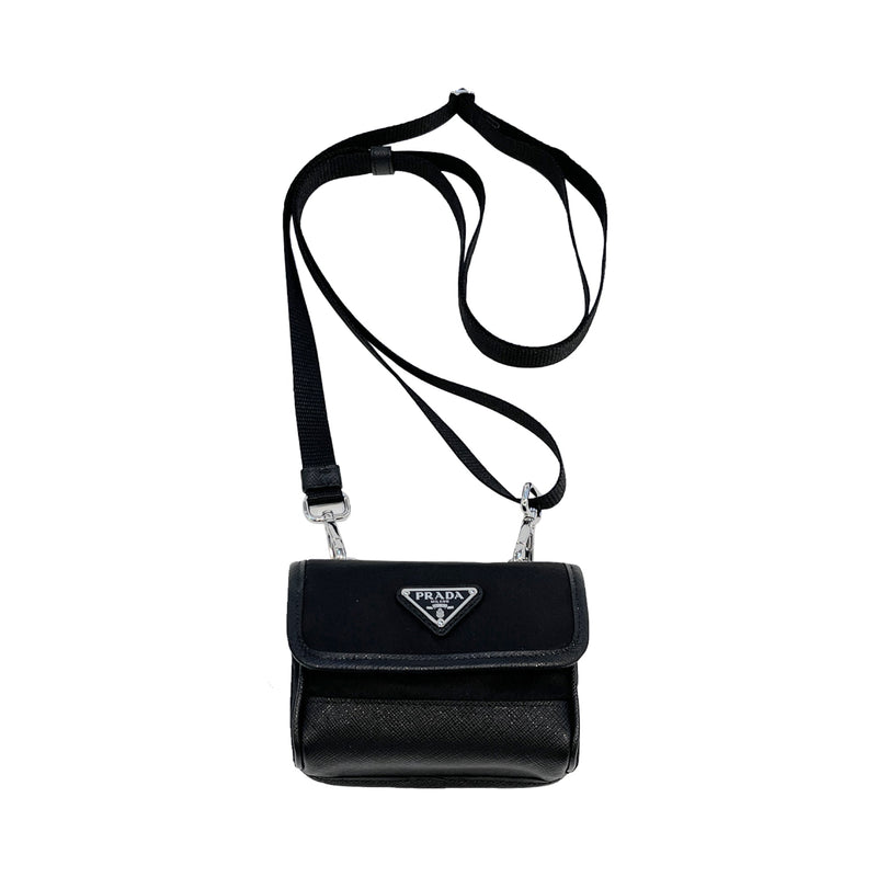 Prada Triangle Logo Mini Pouch in Black