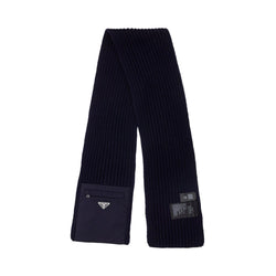 Prada Zipped Pocket Knitted Scarf | Designer code: UMS354S2021WTO | Luxury Fashion Eshop | Lamode.com.hk