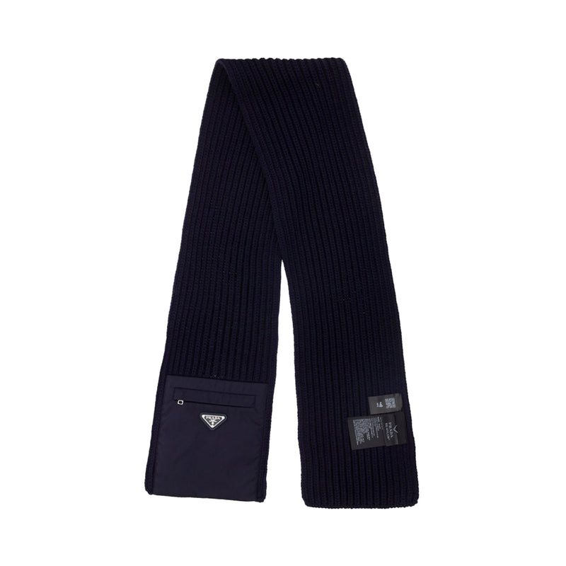 Prada Zipped Pocket Knitted Scarf | Designer code: UMS354S2021WTO | Luxury Fashion Eshop | Lamode.com.hk
