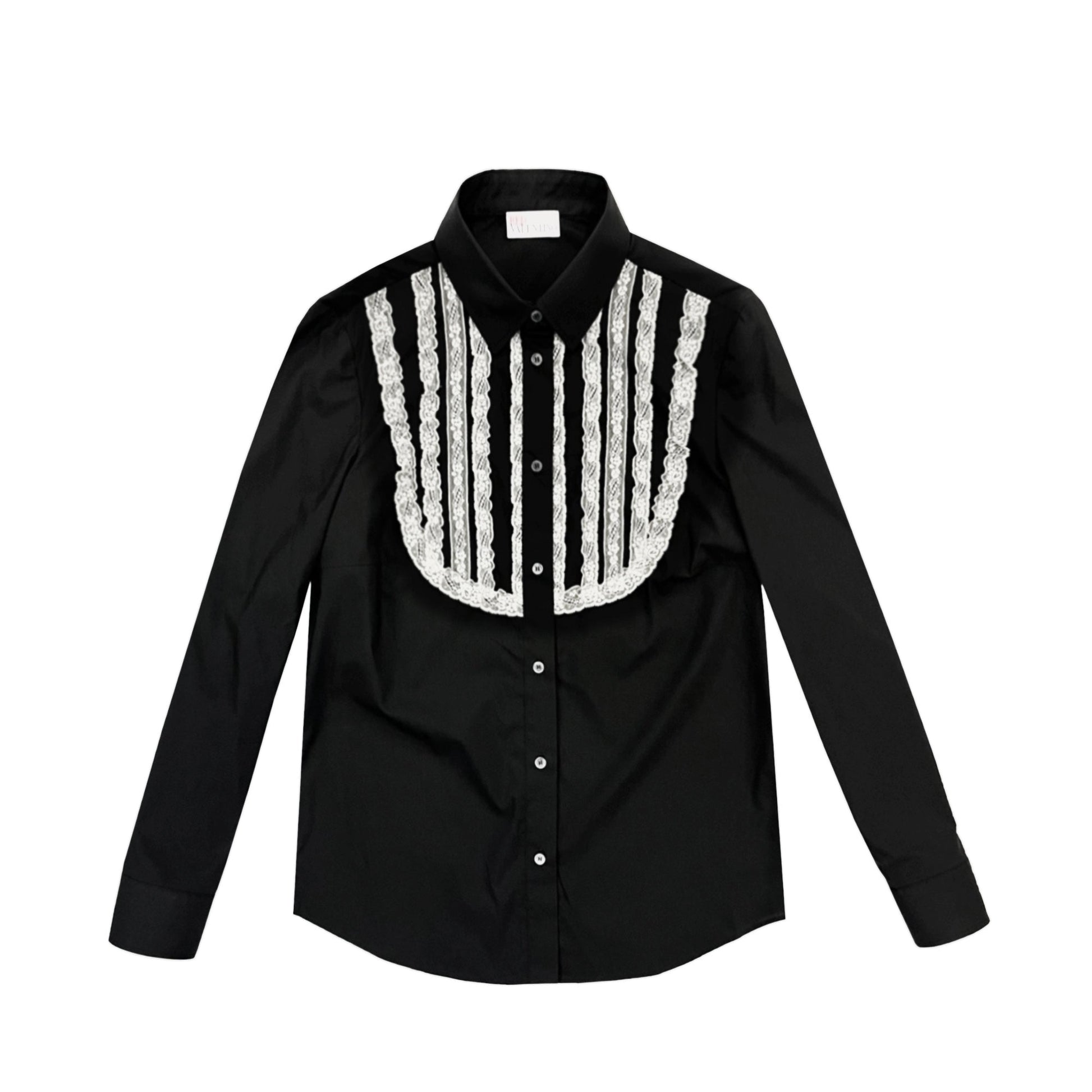 Red Valentino Lace And Cotton Poplin Shirt | Designer code: 1R3ABK00LUN | Luxury Fashion Eshop | Lamode.com.hk