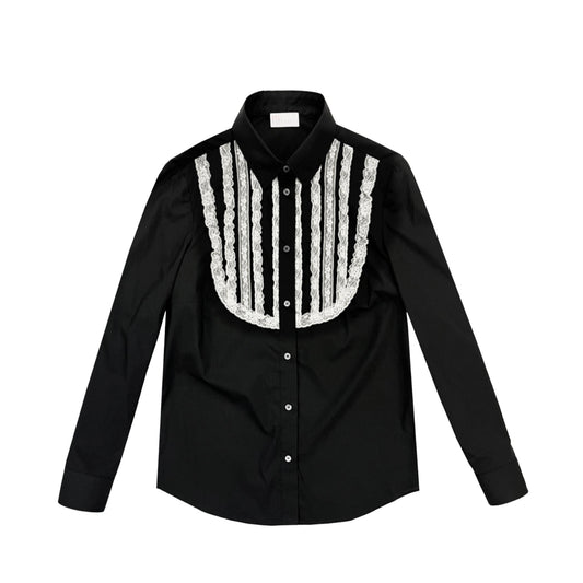 Red Valentino Lace And Cotton Poplin Shirt | Designer code: 1R3ABK00LUN | Luxury Fashion Eshop | Lamode.com.hk