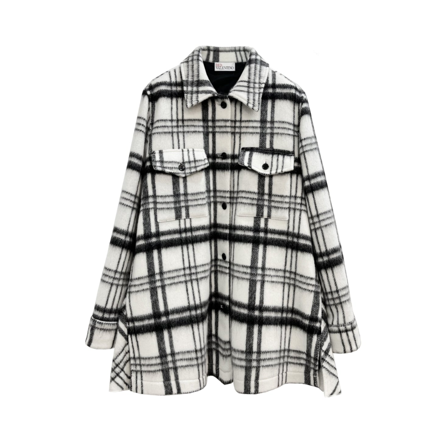 Red Valentino Checked Wool Pleated Jacket | Designer code: WR0CID80650 | Luxury Fashion Eshop | Lamode.com.hk