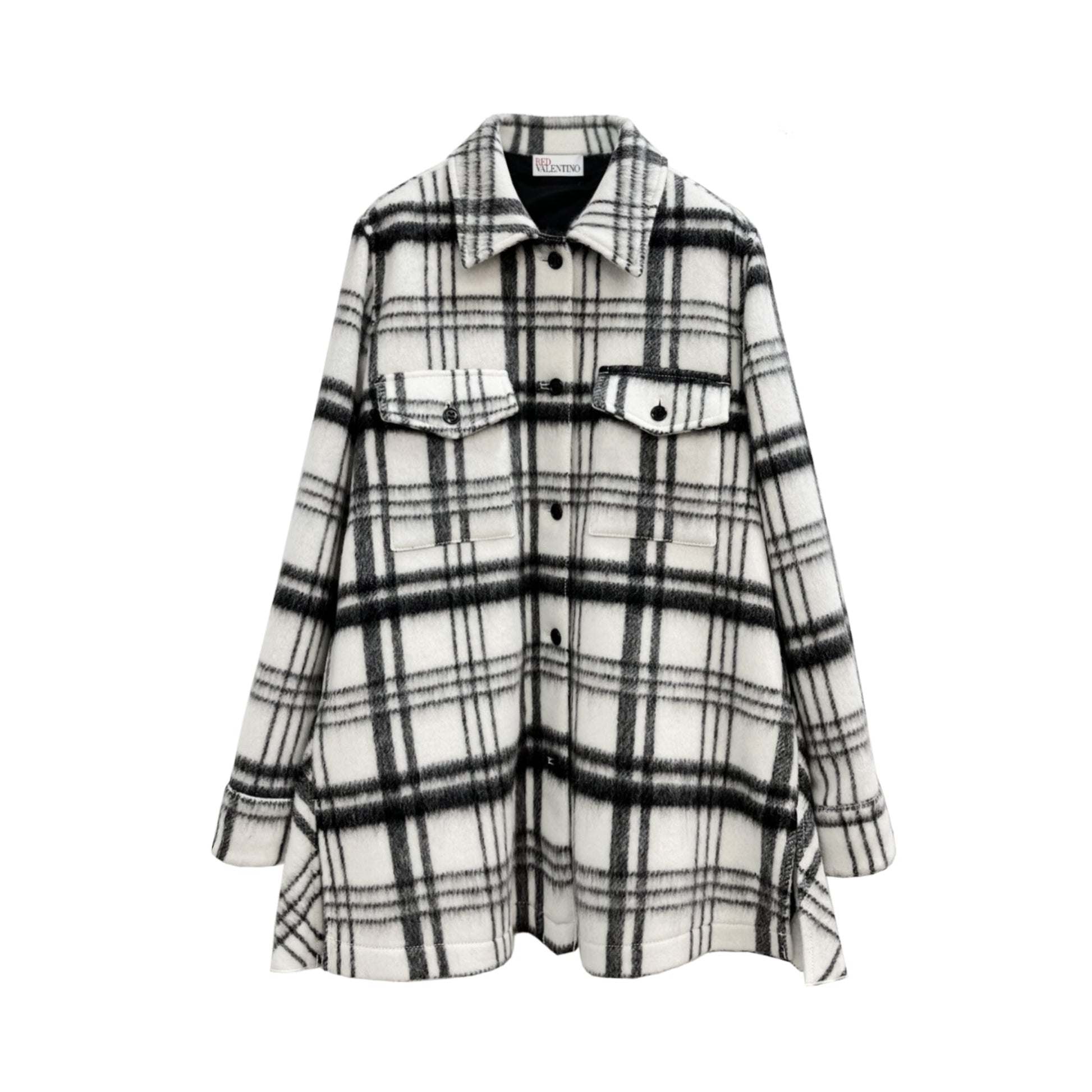 Red Valentino Checked Wool Pleated Jacket | Designer code: WR0CID80650 | Luxury Fashion Eshop | Lamode.com.hk
