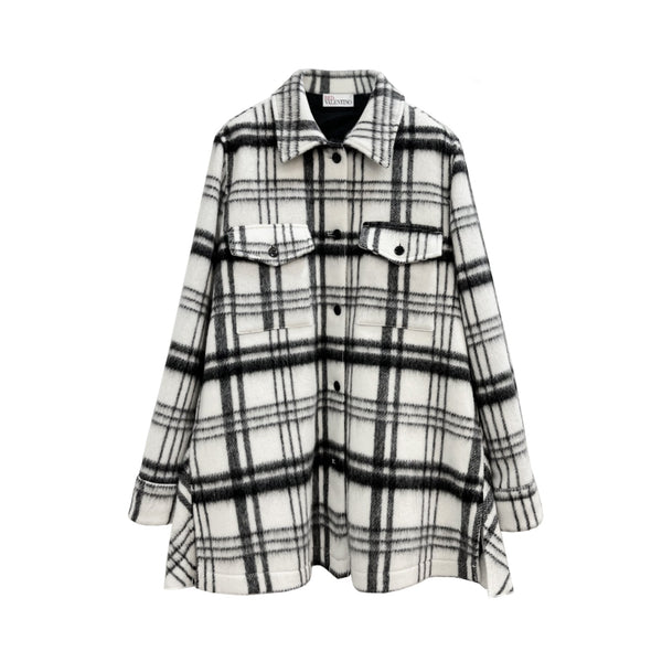 Red Valentino Checked Wool Pleated Jacket | Designer code: WR0CID80650 | Luxury Fashion Eshop | Lamode.com.hk
